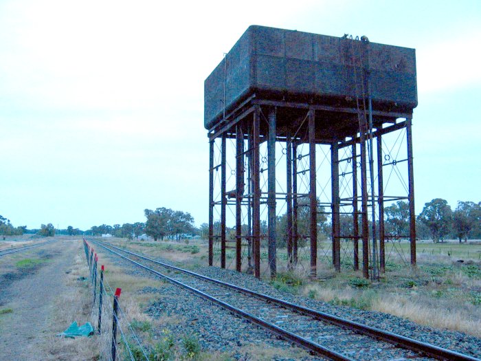 The view looking south.  The station was just beyond the tank on the right.