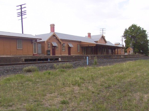 The view looking across towards the station building.