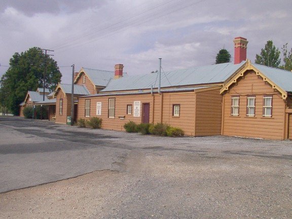 The road-side view of the station building.