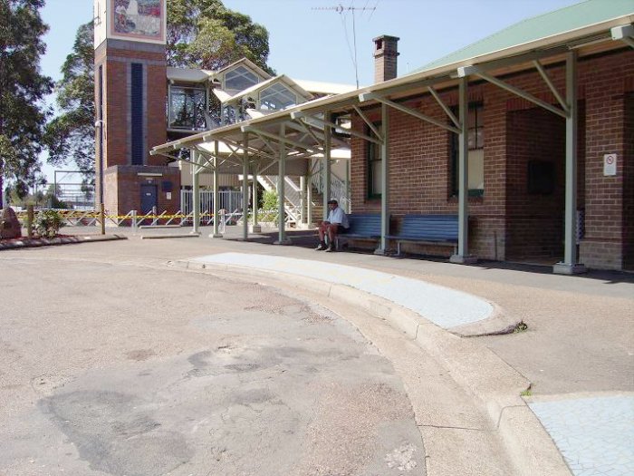 The road-side view of the station, looking north.