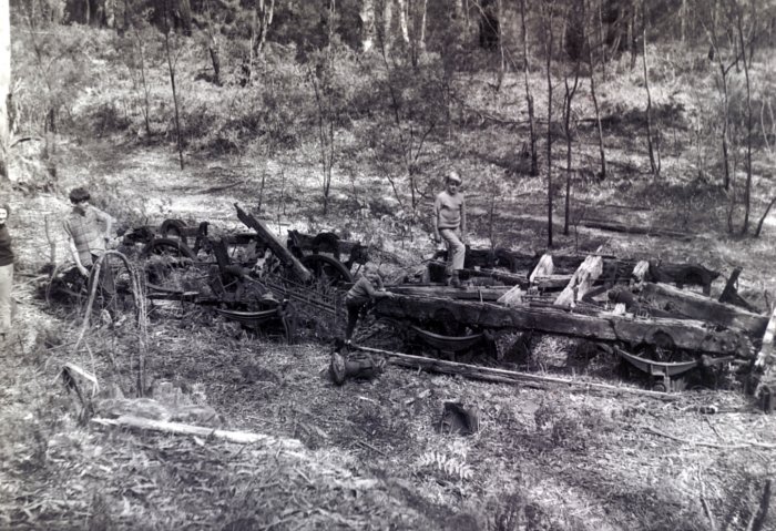 The remains of some derelict wagons in the former marshalling yard.