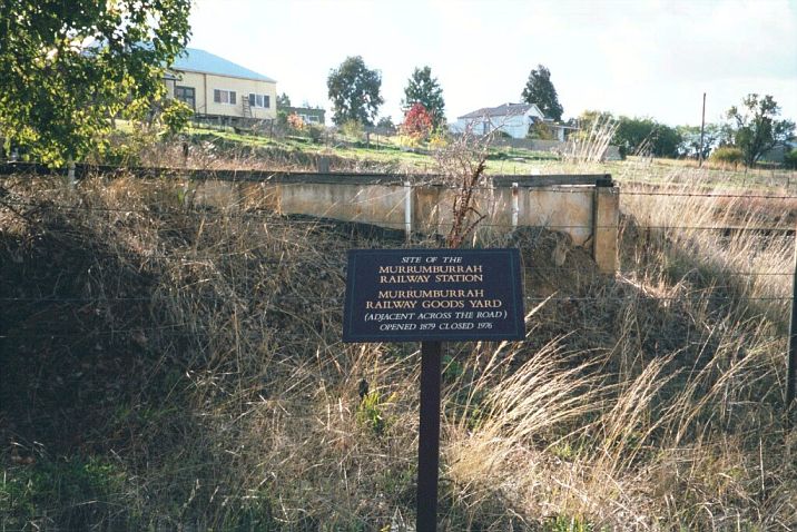 
A sign recording the location of the one-time Murrumburrah station.
