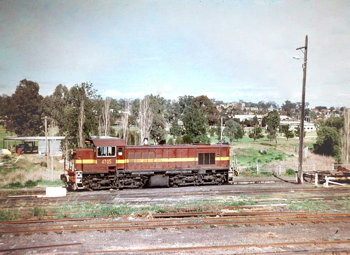 
4705 sits idle in the yard at Muswellbrook.
