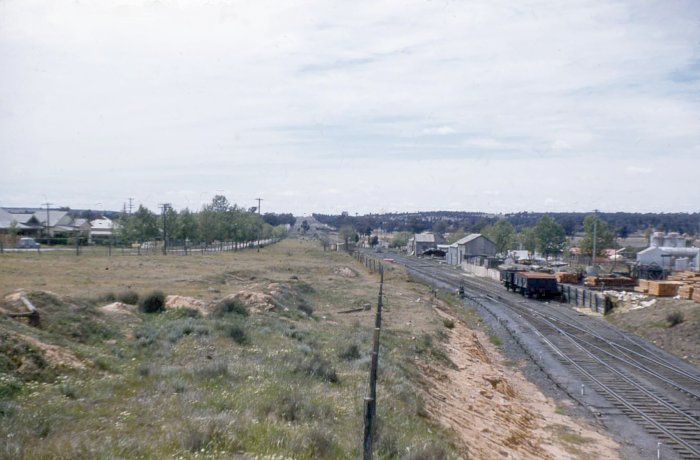 The view looking up the line at the Sydney end of the yard. The wagons are sitting in the Sand Siding, with the Shell & Vacuum siding behind it.