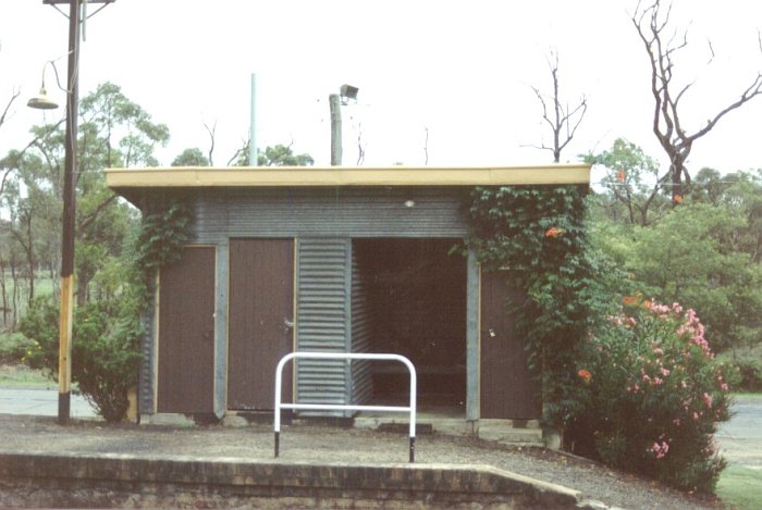 The waiting room on the Up platform at Neath Station. The photo was taken when Neath signal box & a portion of the former down main was still in use. The section of the down main towards Abermain & the associated crossover was in use as a crossing point at this time.