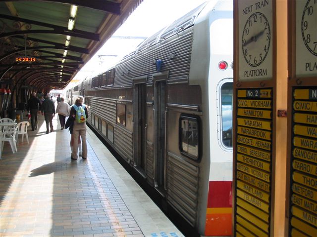 
The view looking along platform 1, with an inter-urban set waiting to leave.
