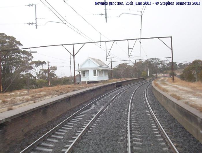 
A view of the desolate station, taken from the rear of a down train.
