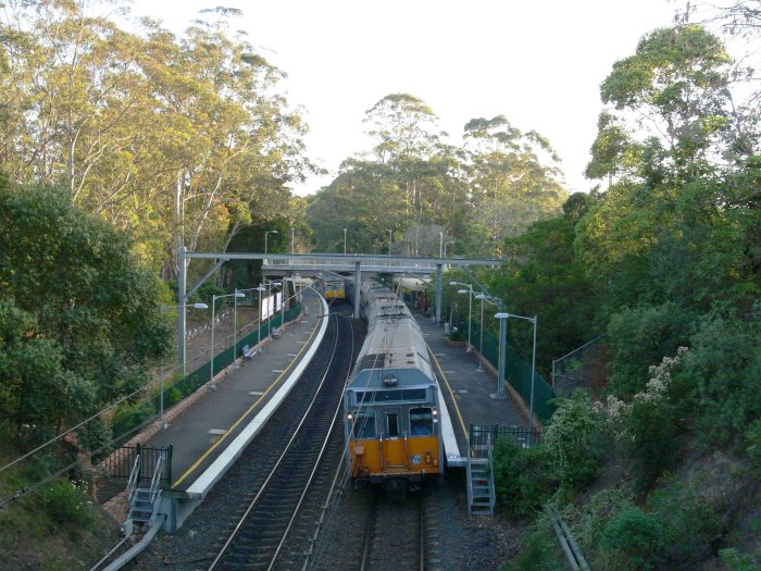 The view looking down to the platform from the bridge at the southern end.