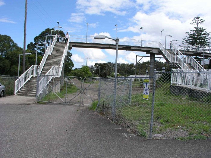 The gap in the footbridge which once spanned a pair of sidings.