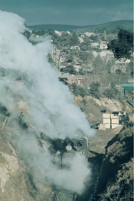 Shunting at the cement factory. The town of Portland is visible in the background.