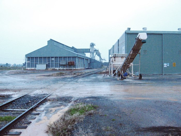 The view looking south along the silo siding.