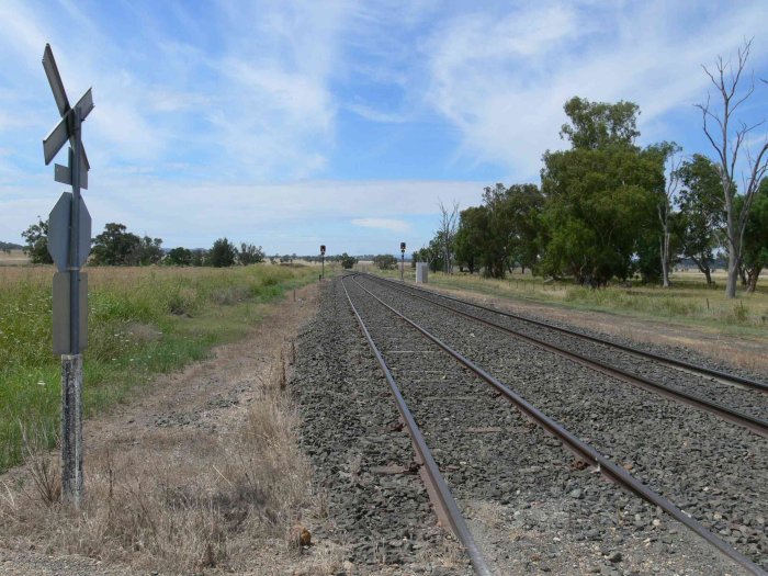 The view looking back up the line towards the start of the crossing loop.