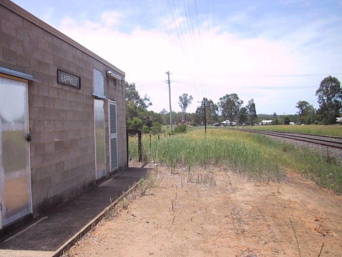 The view looking north beyond the safeworking hut where the station platform used to be located, towards the road crossing and Casino.