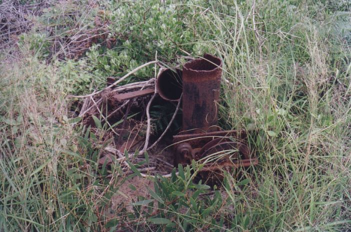 
The base of the probably the Down Home signal.  Like most of the rest of
the infrastructure, it was been cut up and pushed over the embankment.
