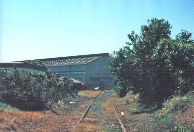 The view looking down the Commonwealth Siding after it has crossed Park Road.