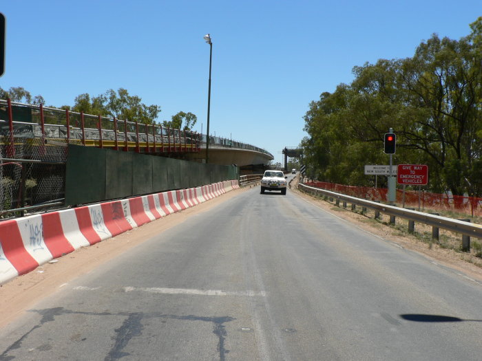 The view looking north over the bridge that once carried road and rail traffic into NSW.