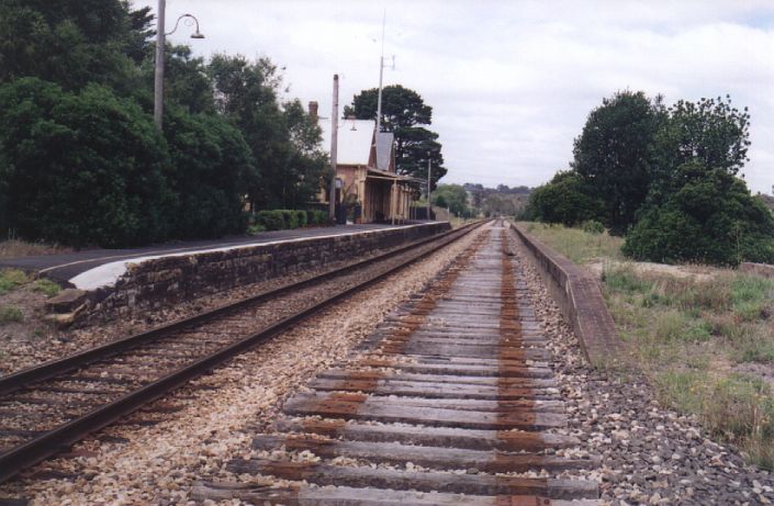 
The view looking down the line towards Rydal Station.  The empty sleepers
carried the recently-lifted Up Main.
