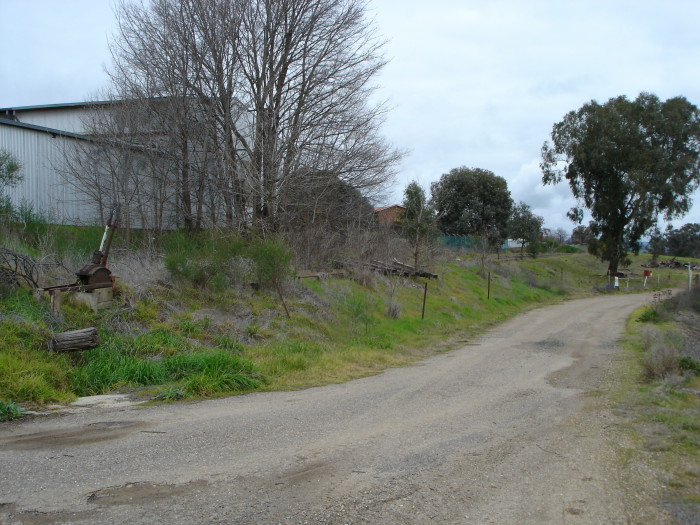 The view of of points lever and track at the up end of the location.