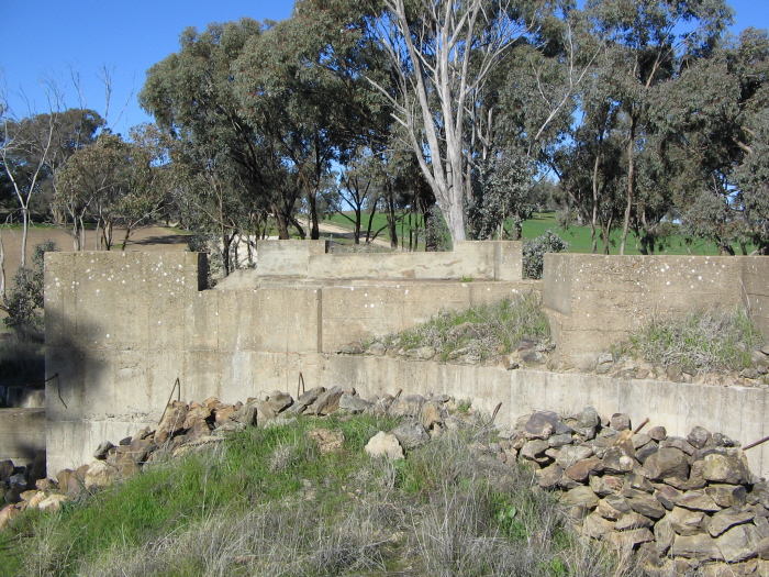 A closer view of the bridge supports, looking east.