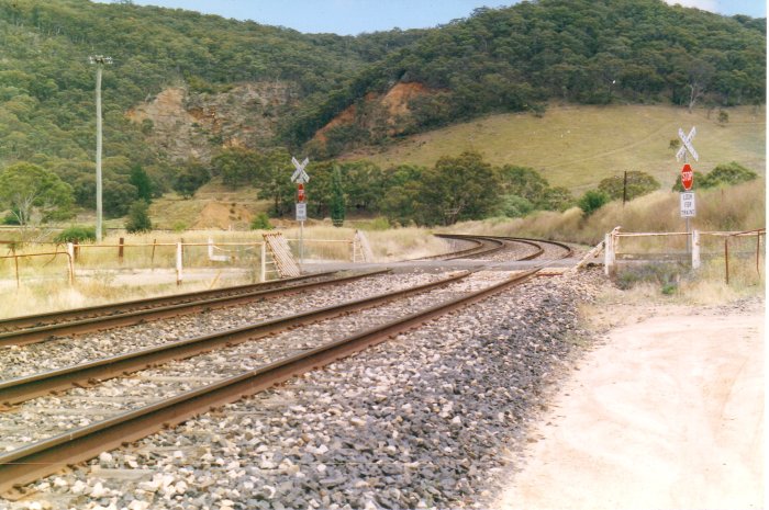 Looking down the line from Tarana Quarry Station site showing the disused quarry.