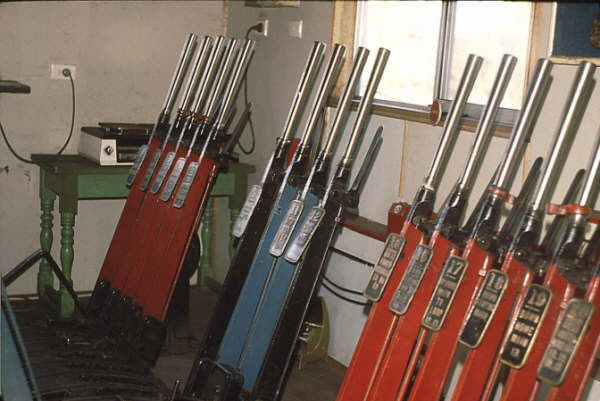 The lever frame inside the signal box.