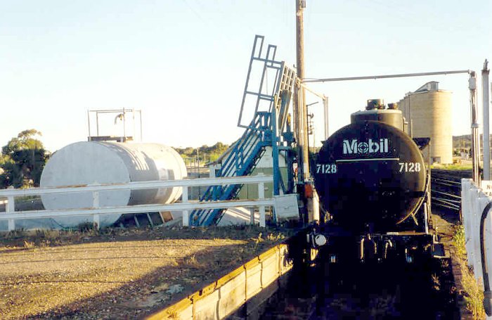 An oil tanker sits in the dock.