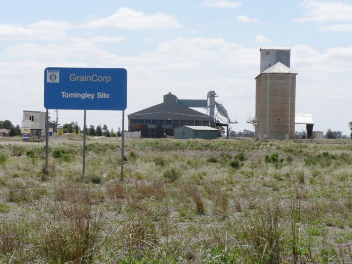 The view looking north towards the grain silos.