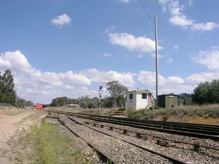 
The view looking down the line.  The one-time station was located where the
dirt bank lies.
