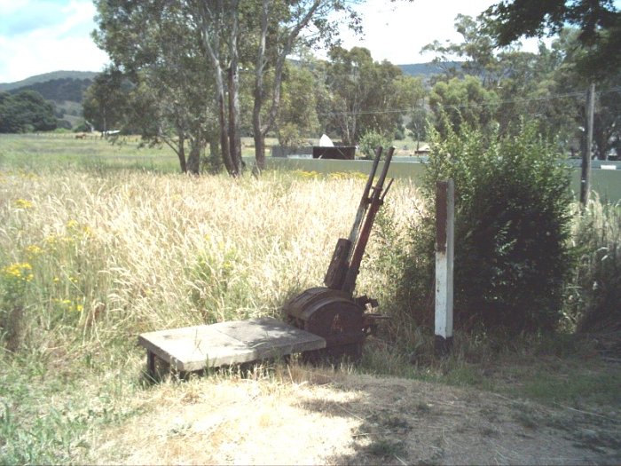 The A lever frame. The yard diagram has been removed from the post.