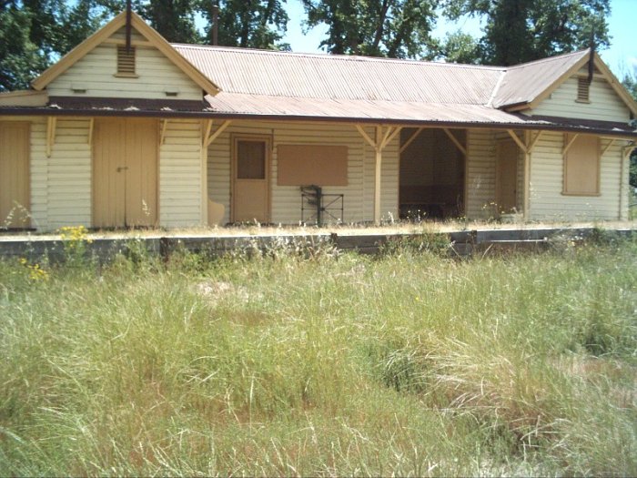 A closer view of the front of the station building.