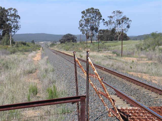 
The view looking west along the line from mine entrace level crossing.
