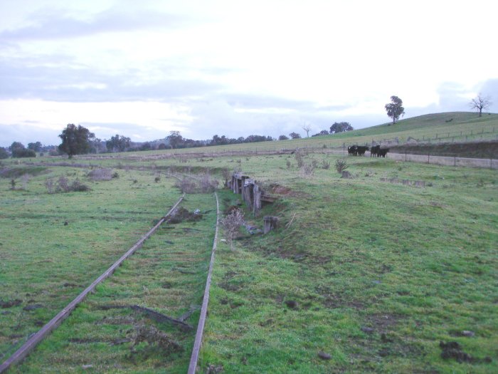 The view looking down the line past the station remains.