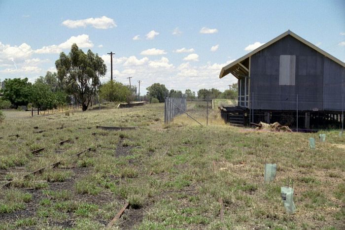 
The view of the yard remains, looking back up in the direction of
the wheat terminal which is now the terminus of the branch.
