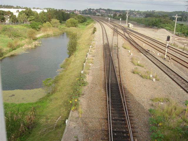 The view looking east from Warabrook Station footbridge. 