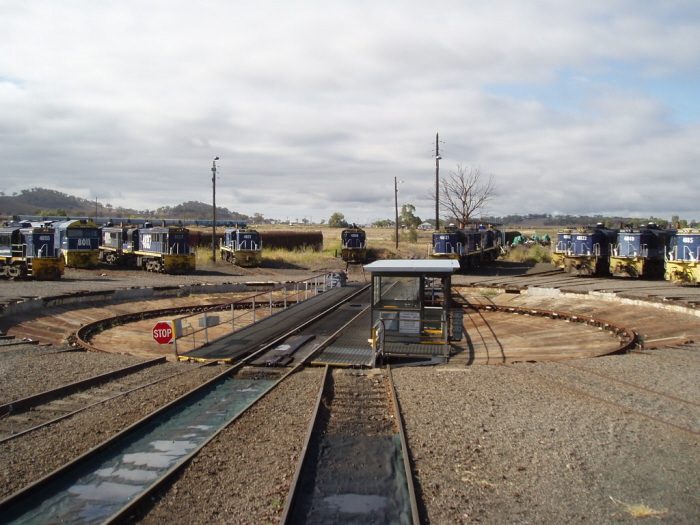 This 105 foot turntable is located within the Pacific National Depot, and was extended twice in the NSWGR days to turn the massive 60 class Garratt locos.