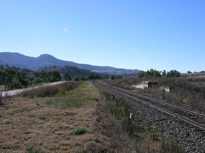 
The view looking down the line with the former station location in the
immediate foreground.
