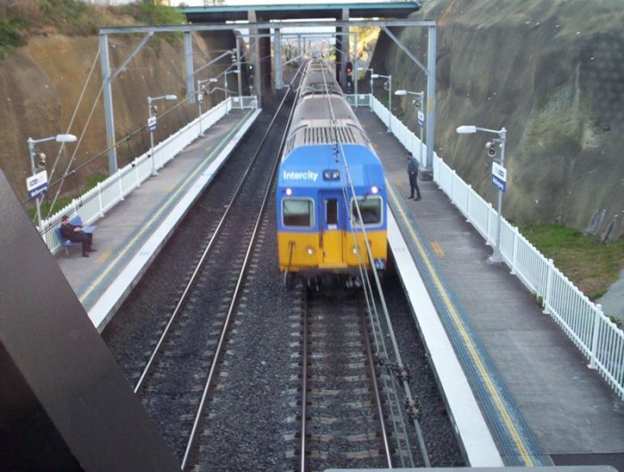 The view towards Sydney from the overbridge at Wollongong.