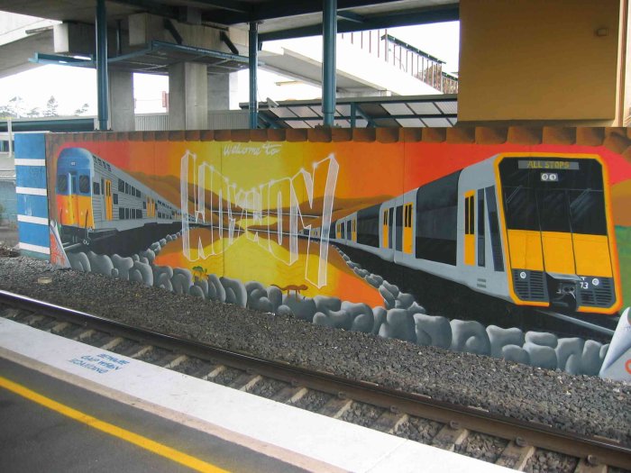 A mural under the footbridge opposite platform 1.