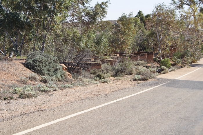 A side-on view of the supports where the track crossed a creek.