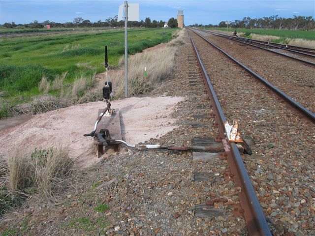 The view looking east along the Up Siding shows a derailer at the down end.