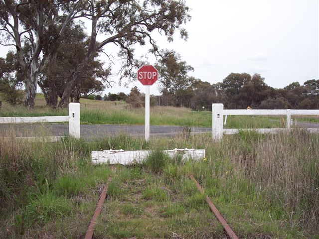 
The stop-block along the tramway, where the track crosses a road.
