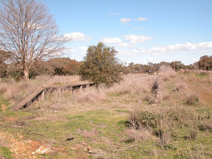 
The view looking back up the line, showing the remains of the passenger and
goods platforms.
